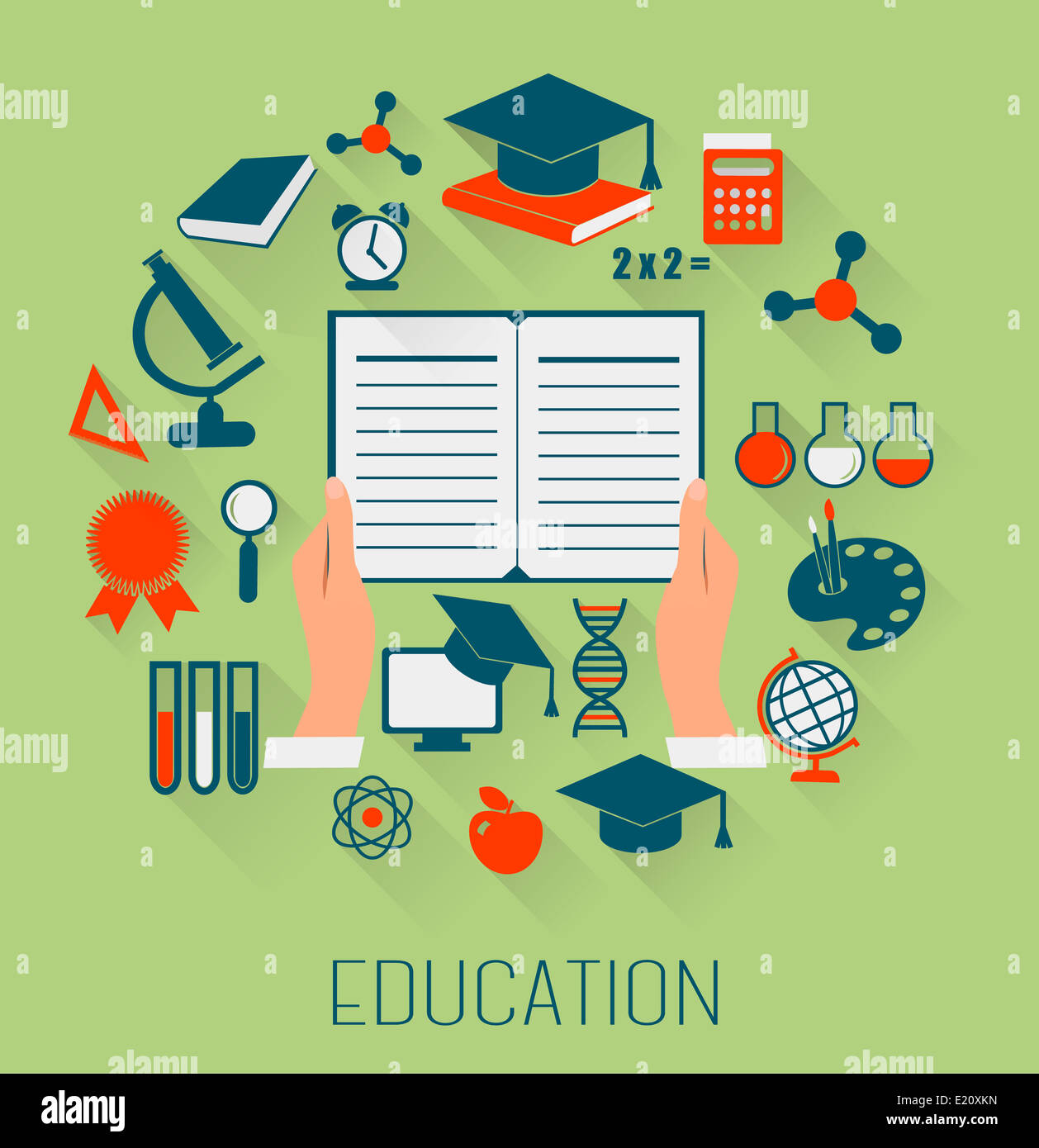 Flat design concept icons for education. E-learning concept. Vector ...