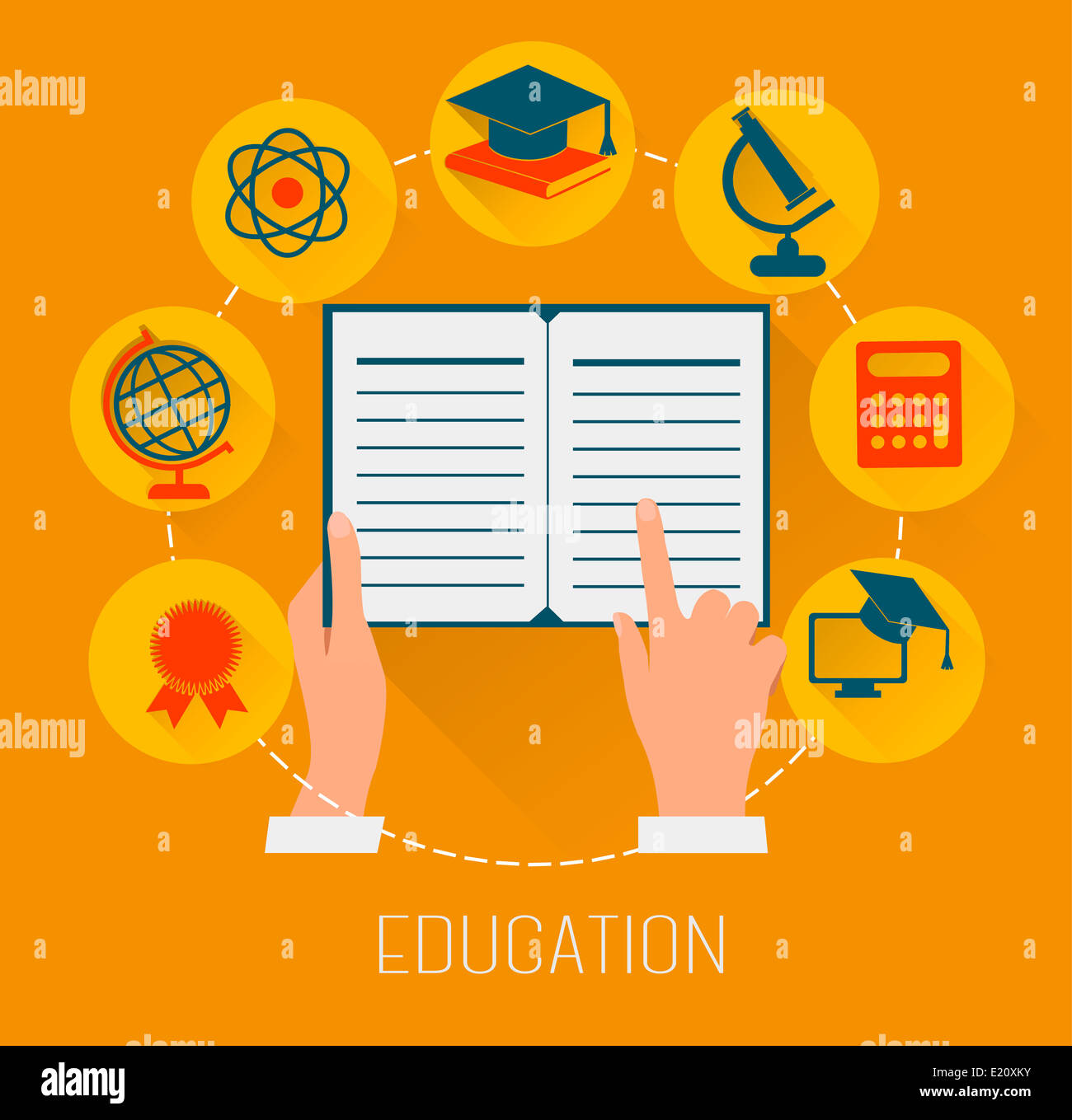 Flat design concept icons for education. E-learning concept. Vector ...