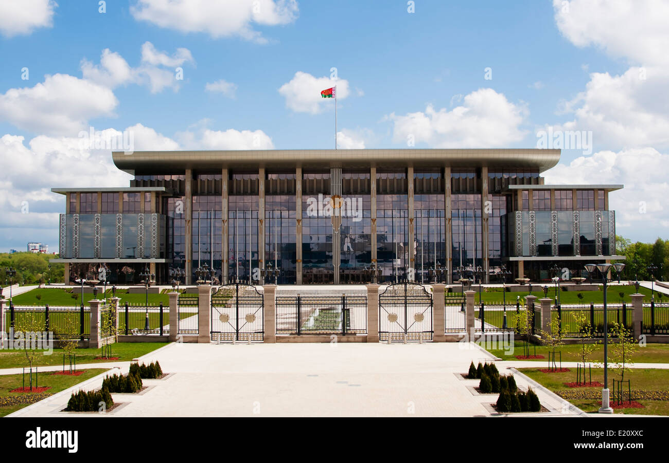 MINSK, BELARUS: Independence Palace. The residence of the President of the Republic of Belarus Alexander Lukashenko in Minsk. Day view from the front Stock Photo