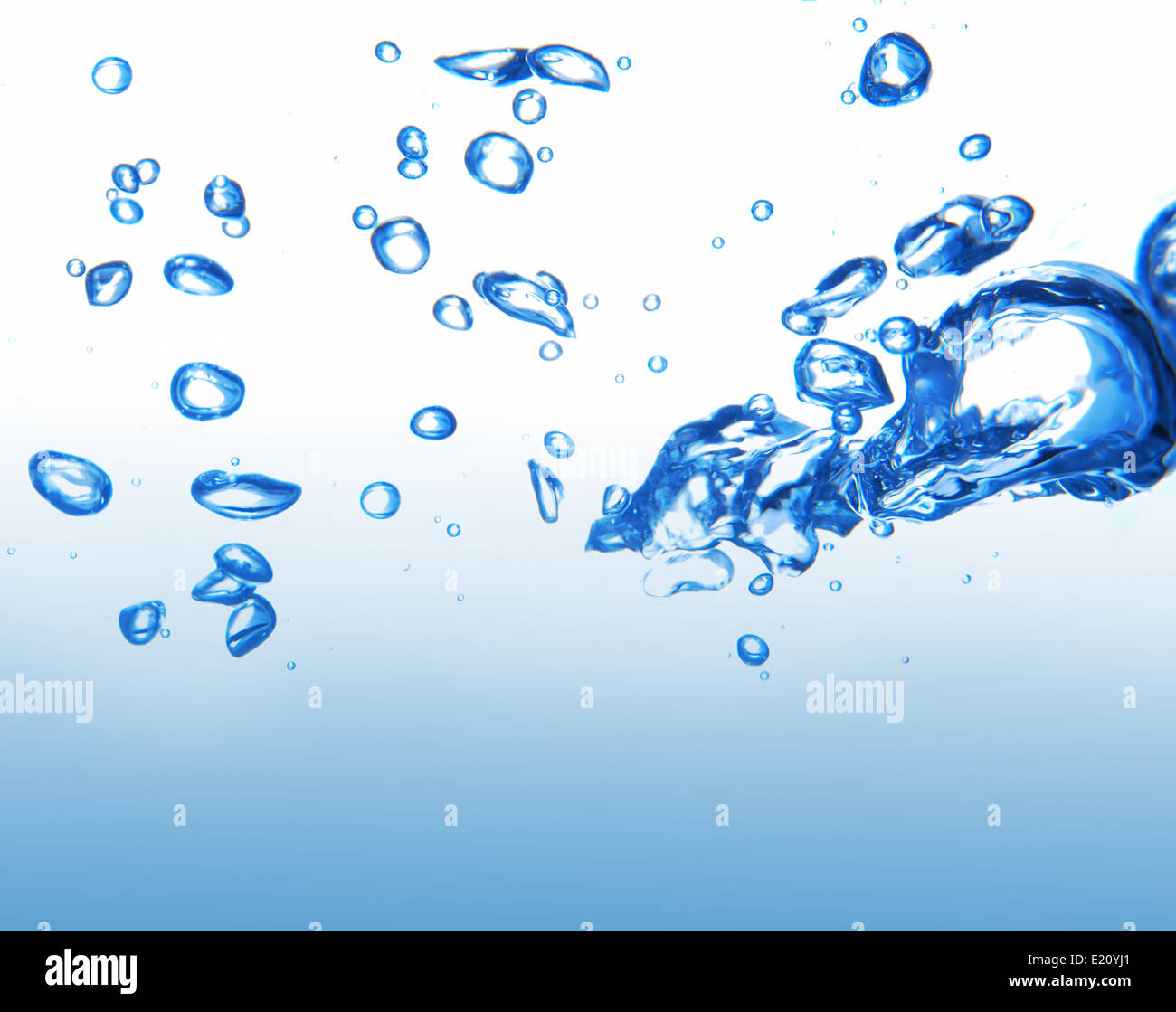 Blue Air Bubbles In Fresh Water On White Background Stock Photo Alamy