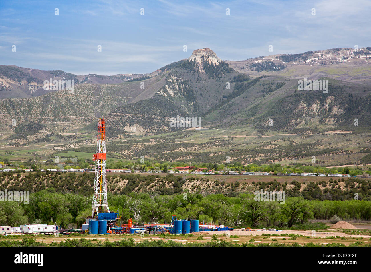 Grand Junction, Colorado - Oil drilling rig in western Colorado. Stock Photo