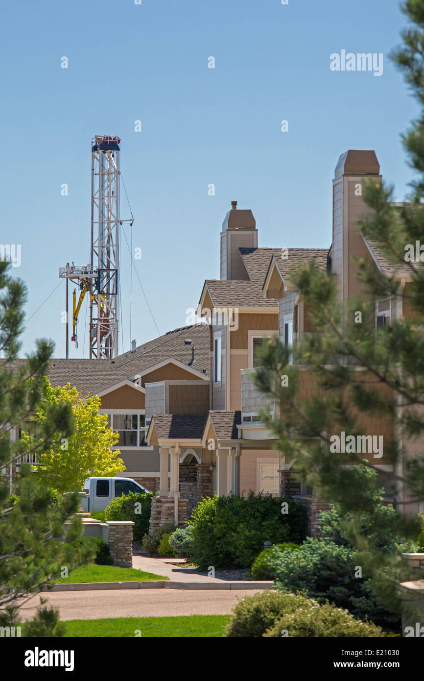 Greeley, Colorado An oil drilling rig near homes in a residential