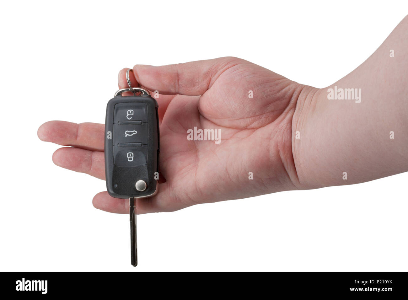 hand holding car keys isolated on white Stock Photo Alamy