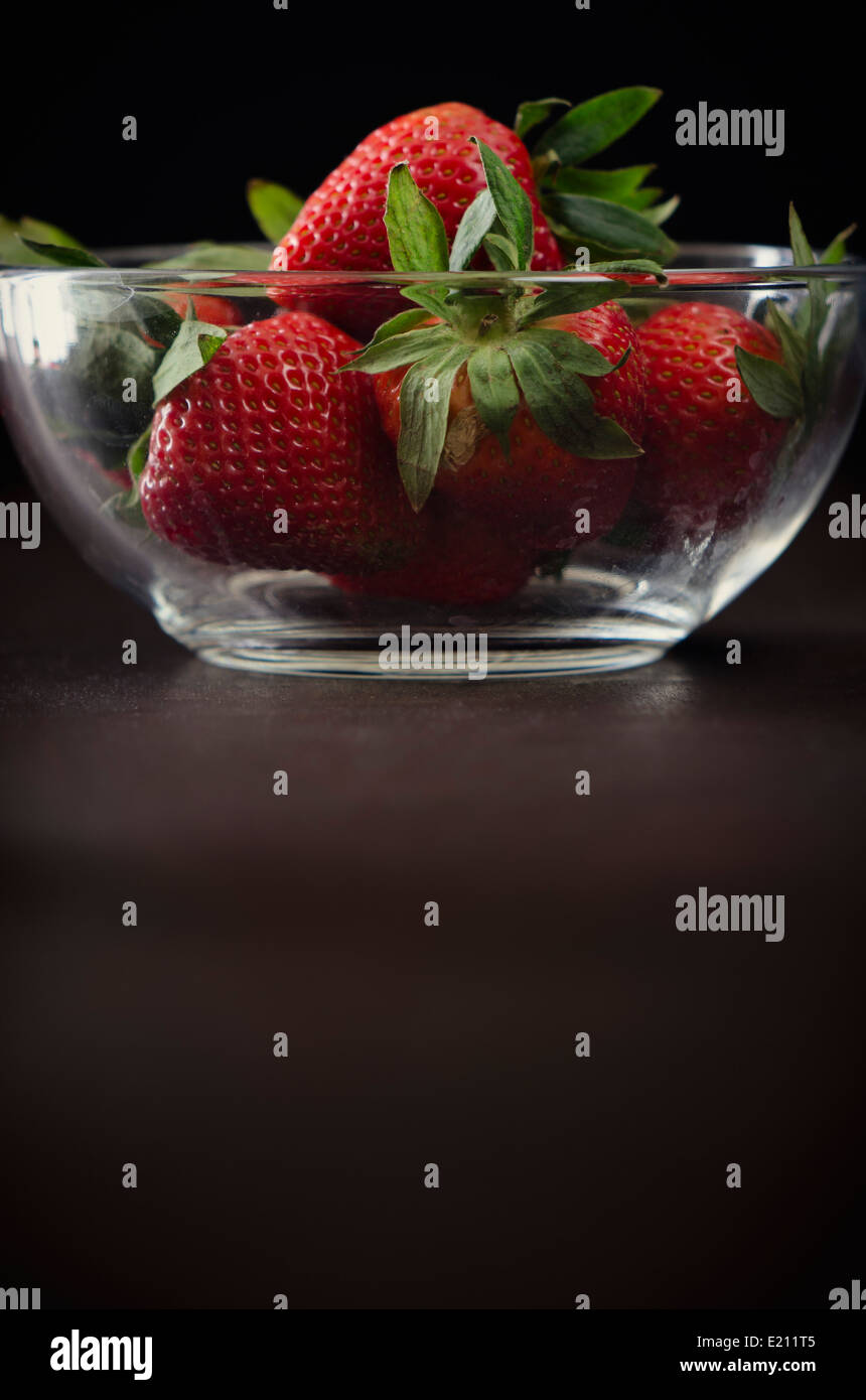 Strawberries in a glass bowl Stock Photo - Alamy