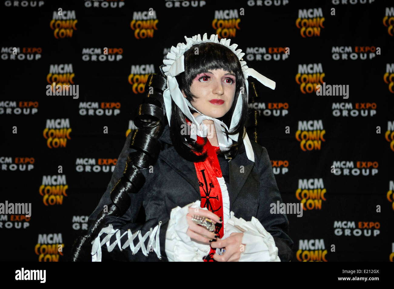 Woman attends Comicon dressed as Celestia Ludenberg from Dangan Rompa Stock Photo