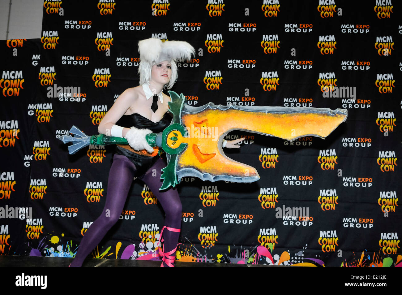 Woman attends Comicon dressed as Battle Bunny Riven from League of Legends Stock Photo