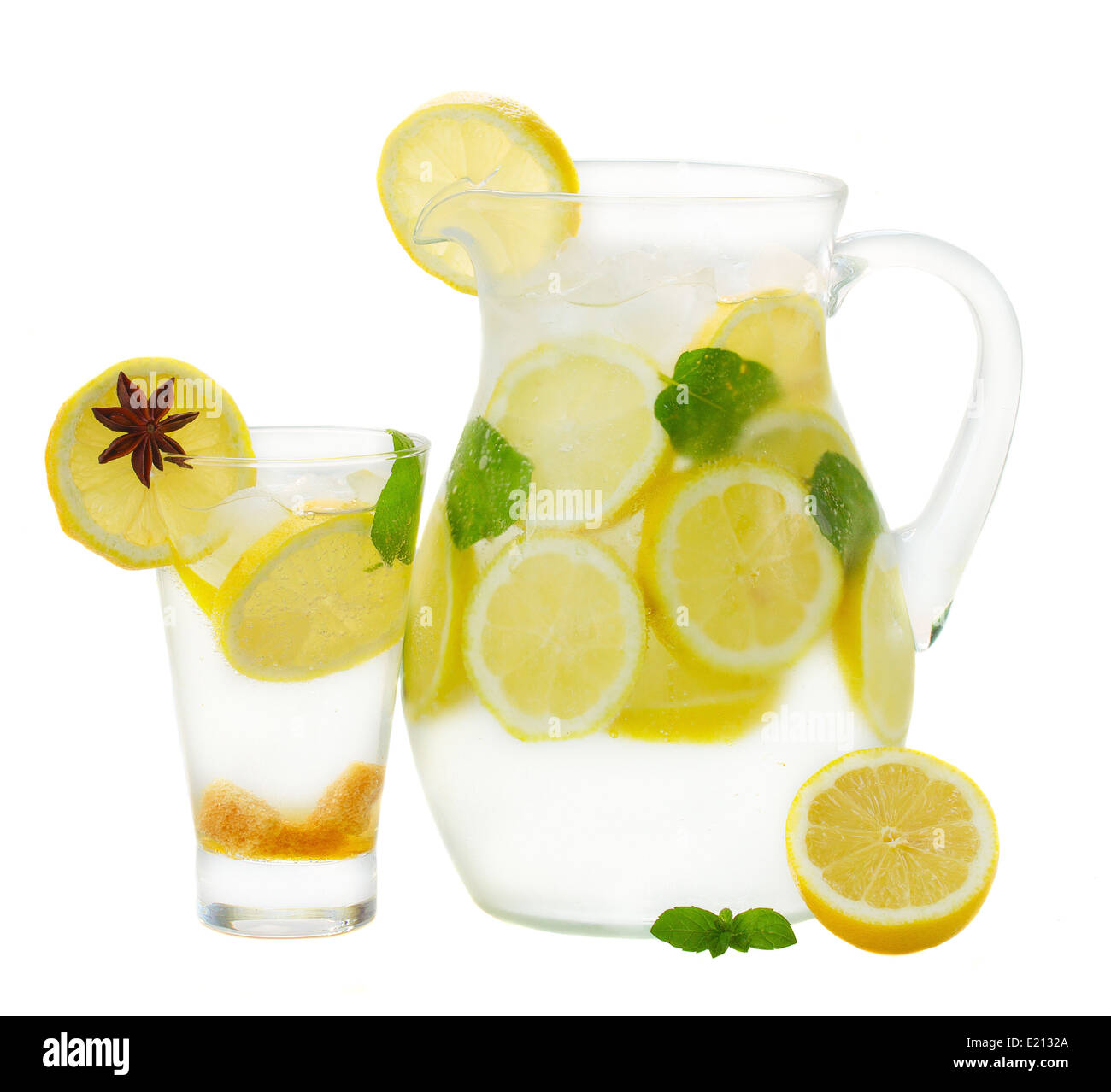 pitcher and glass of lemonad Stock Photo - Alamy