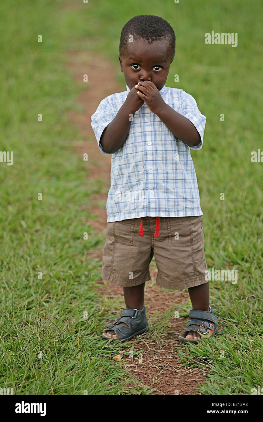 A young boy who is an orphan of Zambia, Africa Stock Photo