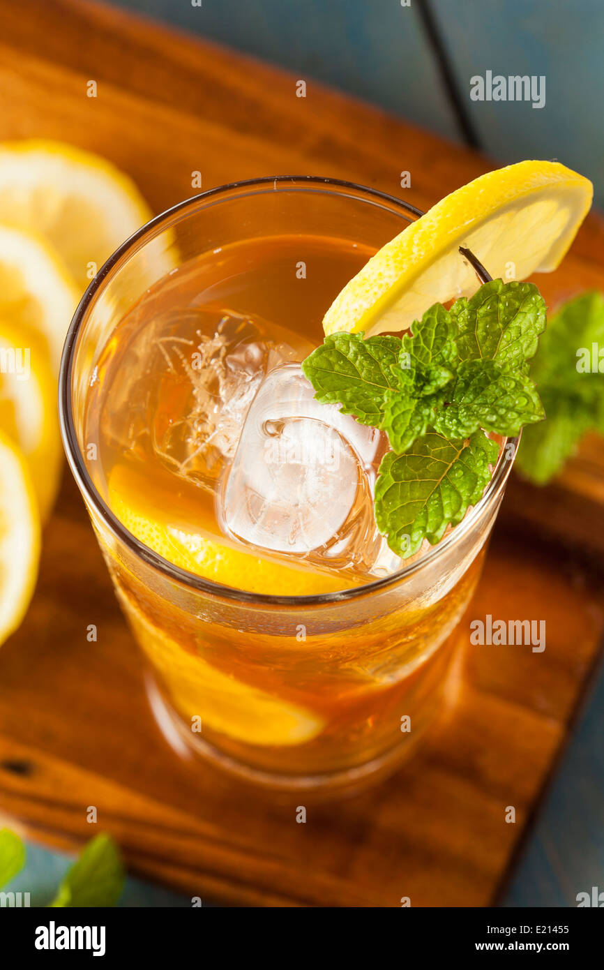 Homemade Iced Tea with Lemons and Mint Stock Photo