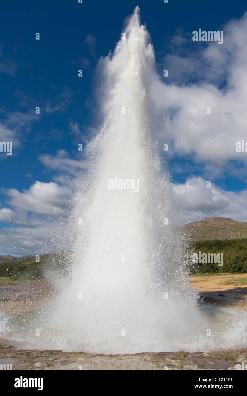Famous geyser Strokkur erupting, Iceland. Stock Photo
