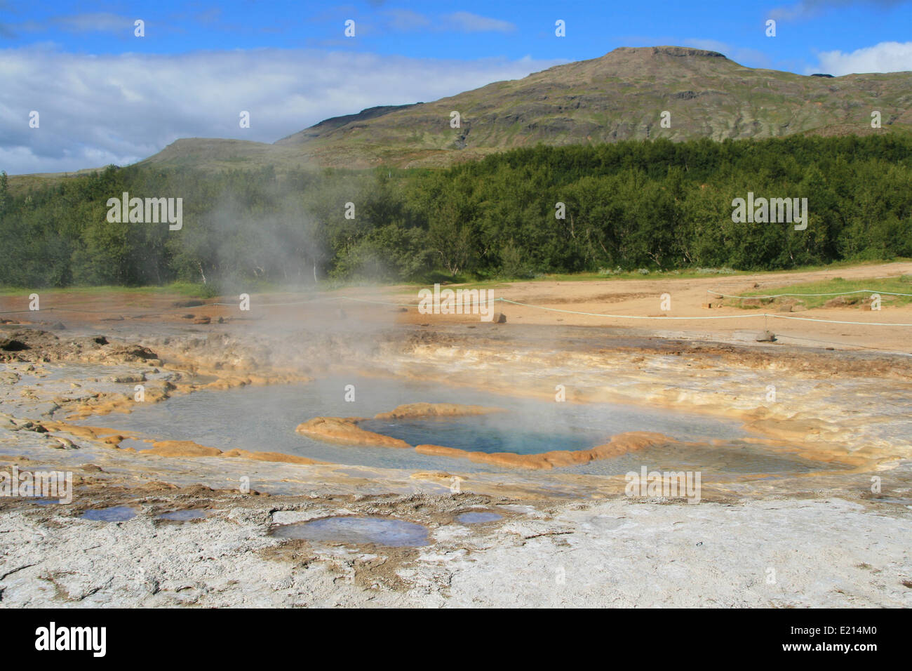 Geysir Hot Springs in the valley of Haukadalur, Iceland. Stock Photo