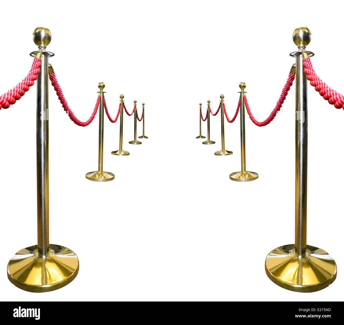 Golden rope barrier isolated on white Stock Photo Alamy