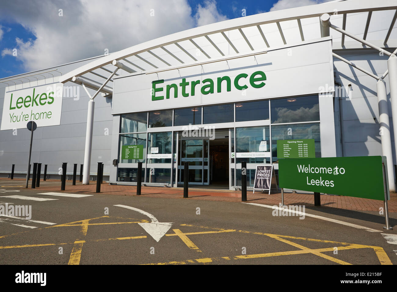 Entrance to Leekes Home Department Store Silverstone Drive Coventry Warwickshire UK Stock Photo