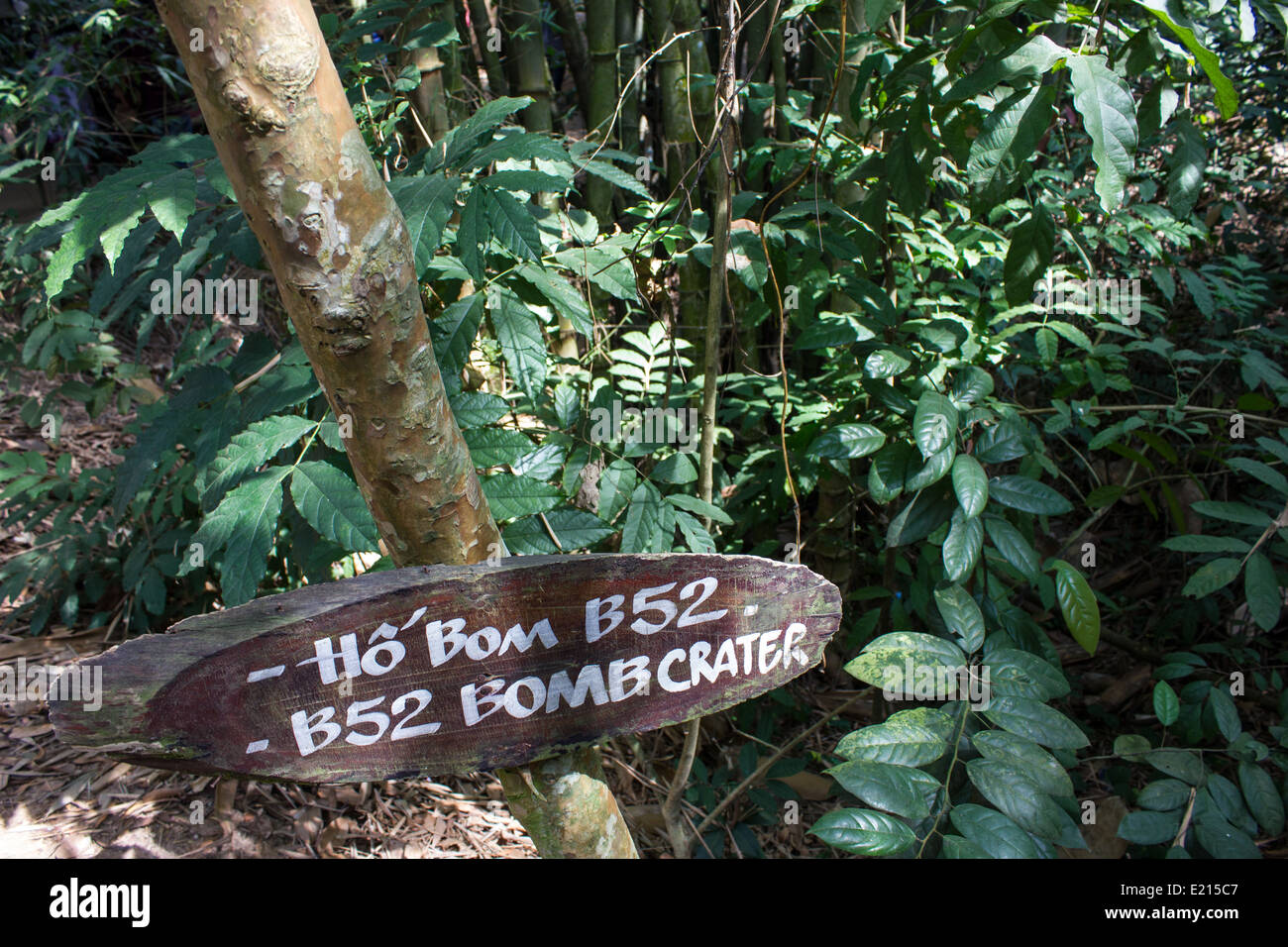 A B52 bomb crater at the Cu Chi Tunnels in Ho Chi Minh City, Vietnam. Stock Photo