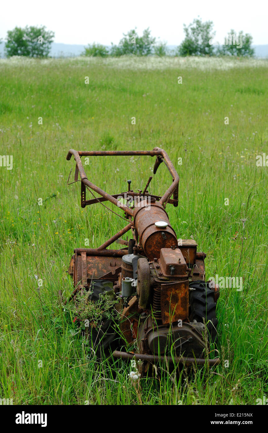 Vintage cultivator tractor Stock Photo