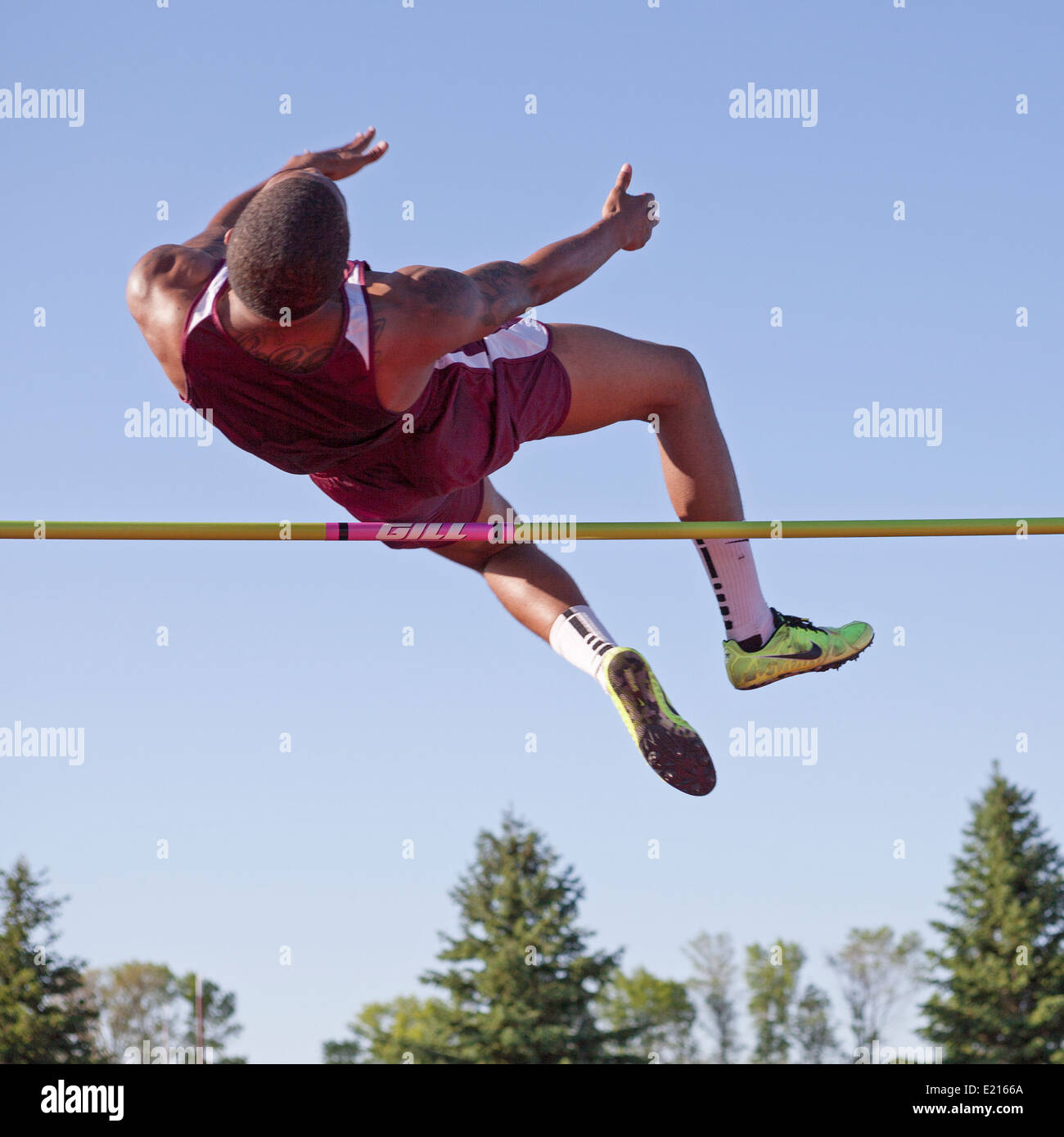 High school athletes compete in a track and field meet in Milwaukee