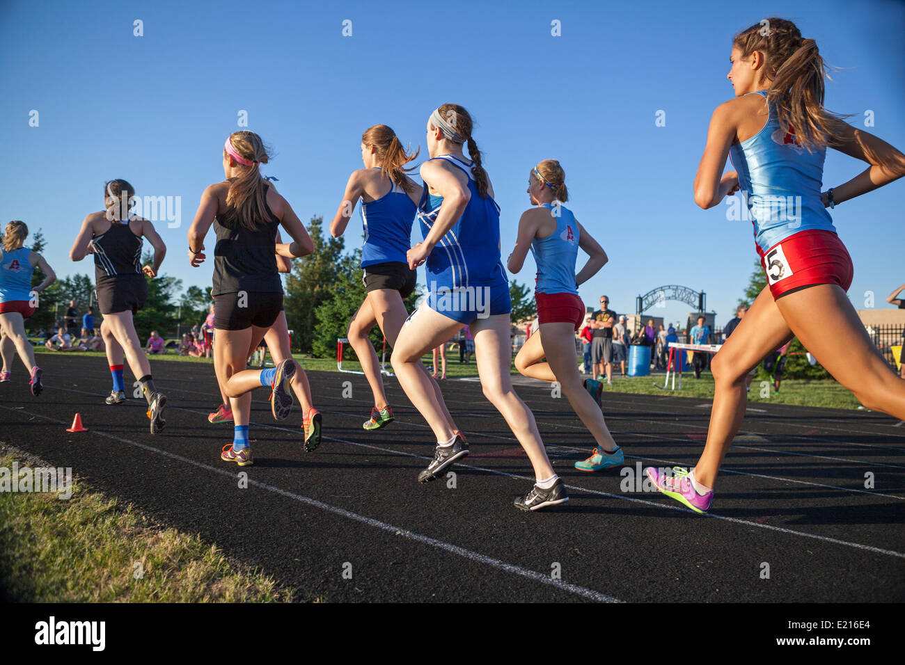 High school athletes compete in a track and field meet in Milwaukee