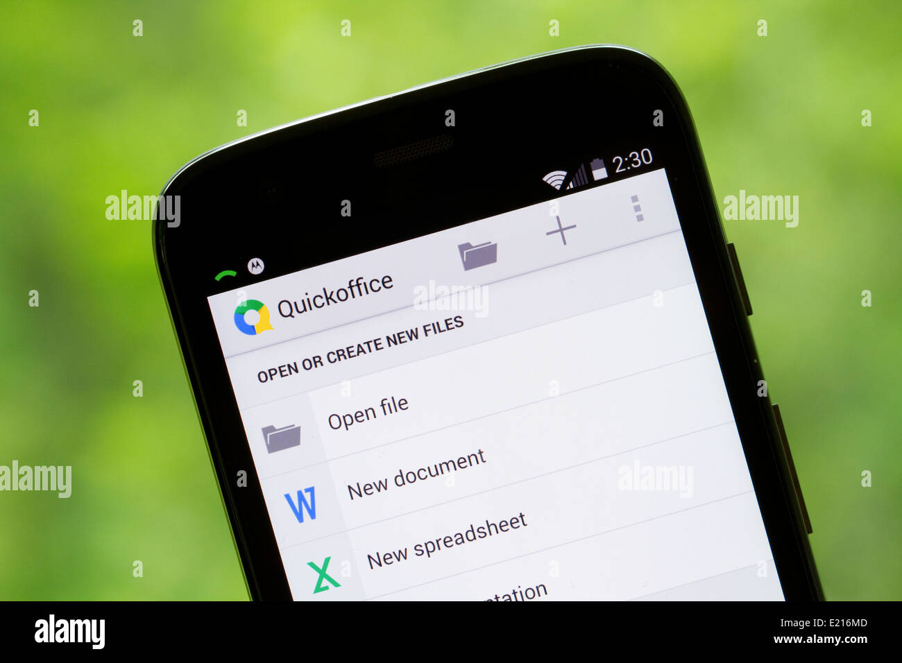 Quickoffice App Quickoffice app displayed on the screen of a Motorola, Moto G cellphone ...