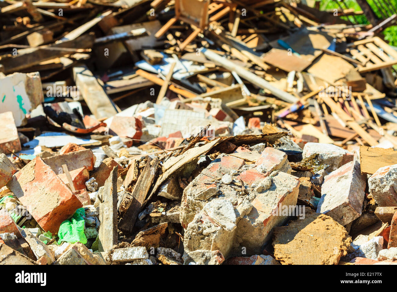 Detroyed Stack Rocks Construction site. Closeup of stack of old grunge destroyed damaged ...