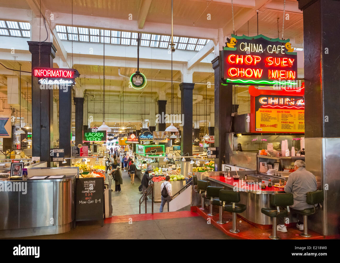 Grand Central Market on Broadway in downtown Los Angeles, California, USA Stock Photo