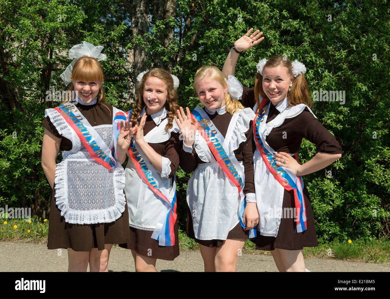 Russia, Schoolgirls at Goritsy Stock Photo