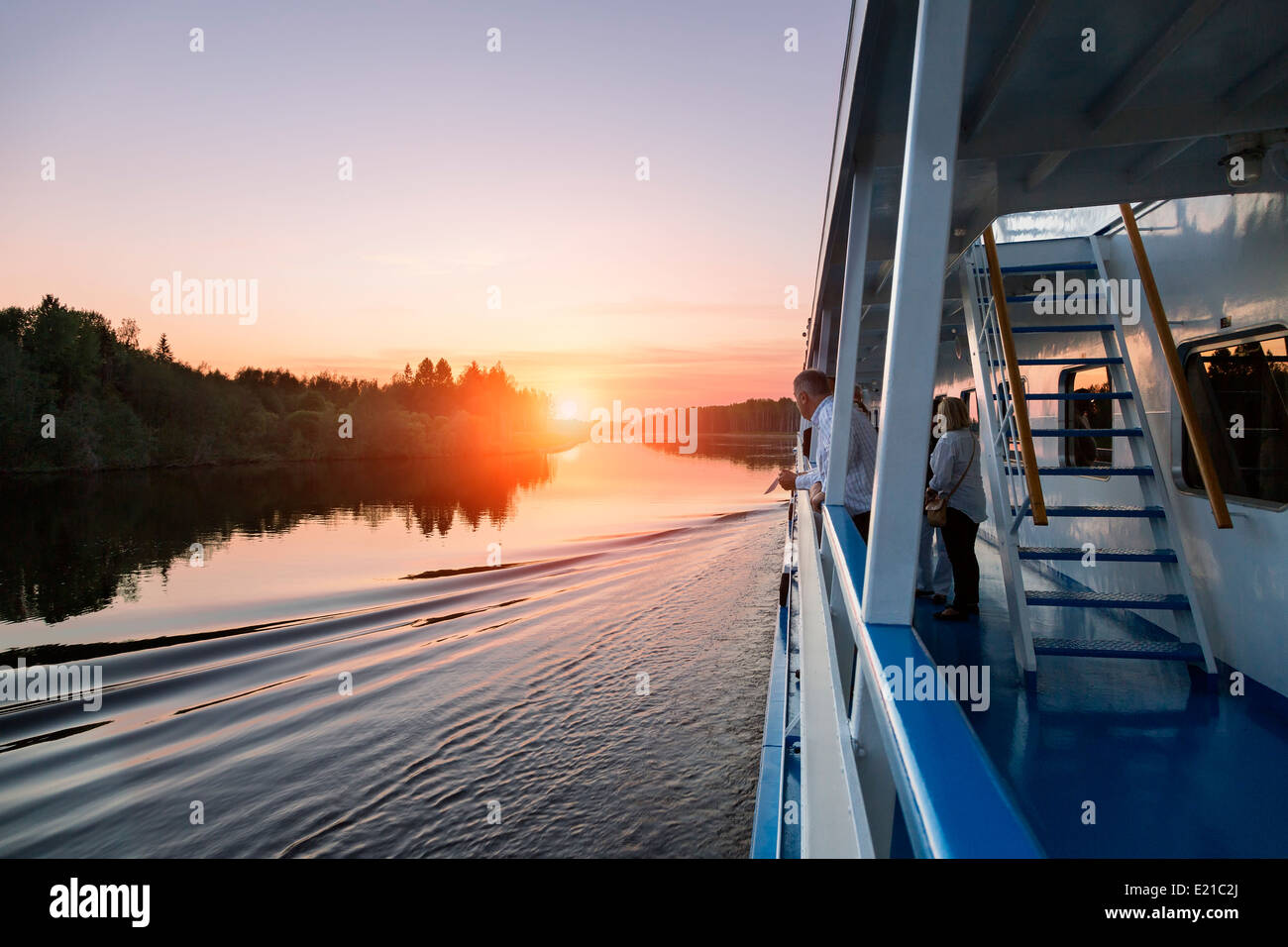 Russia, Cruise Ship on Volga River Stock Photo