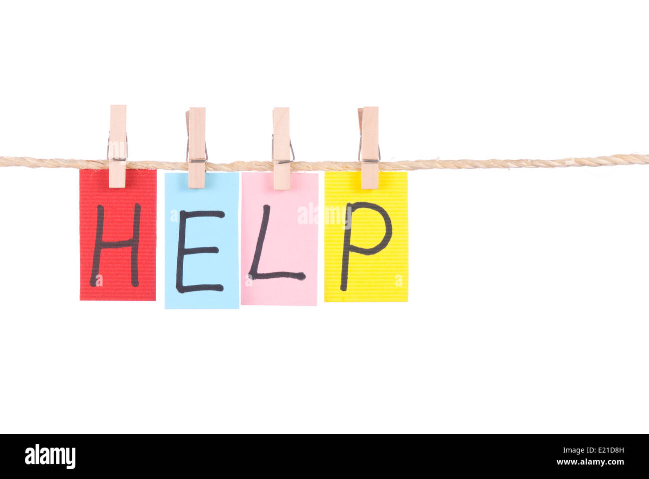 Help symbol wooden clothespin hi-res stock photography and images - Alamy