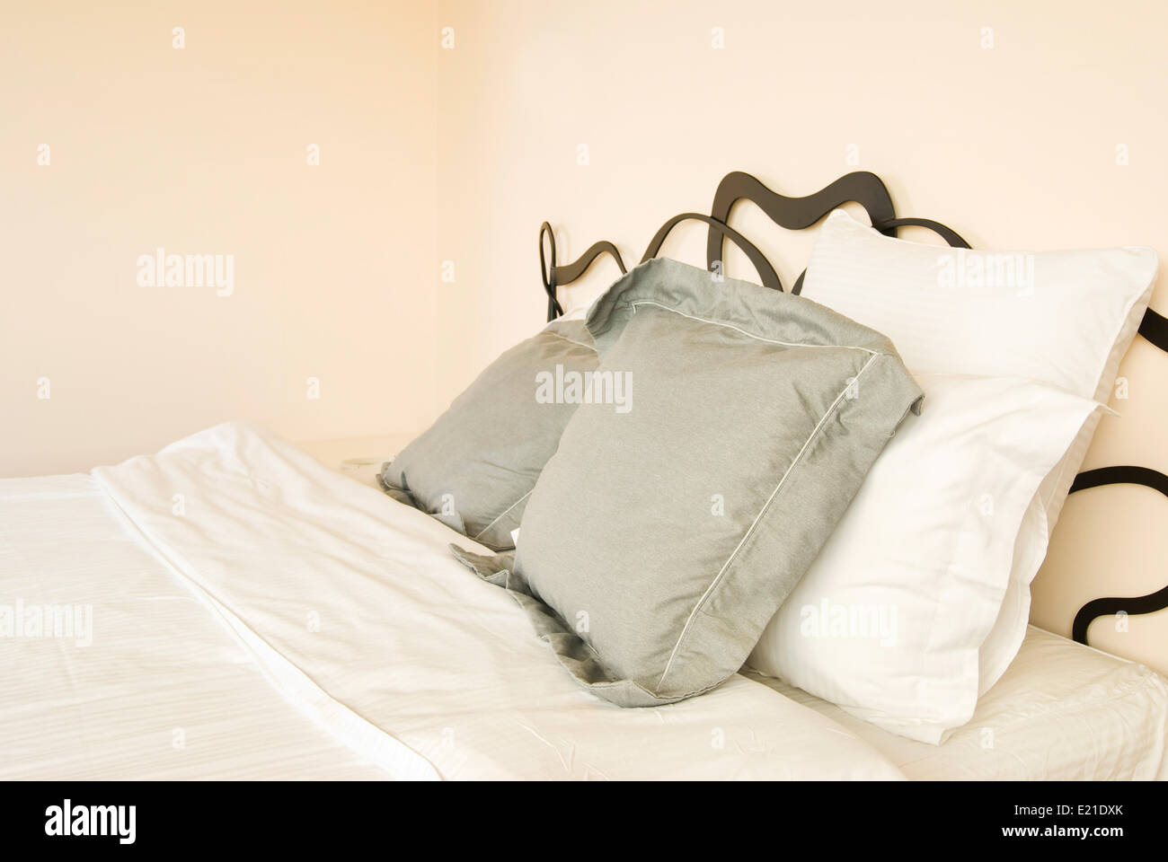 Pillows and bed in bedroom Stock Photo Alamy