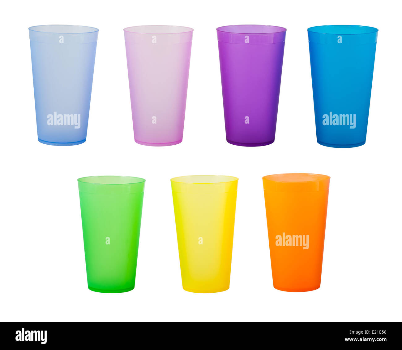 Plastic glass of various color Stock Photo