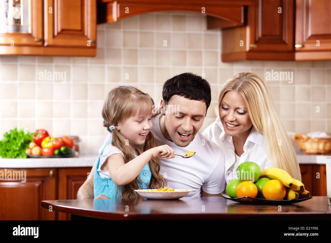 Breakfast of a happy family Stock Photo - Alamy