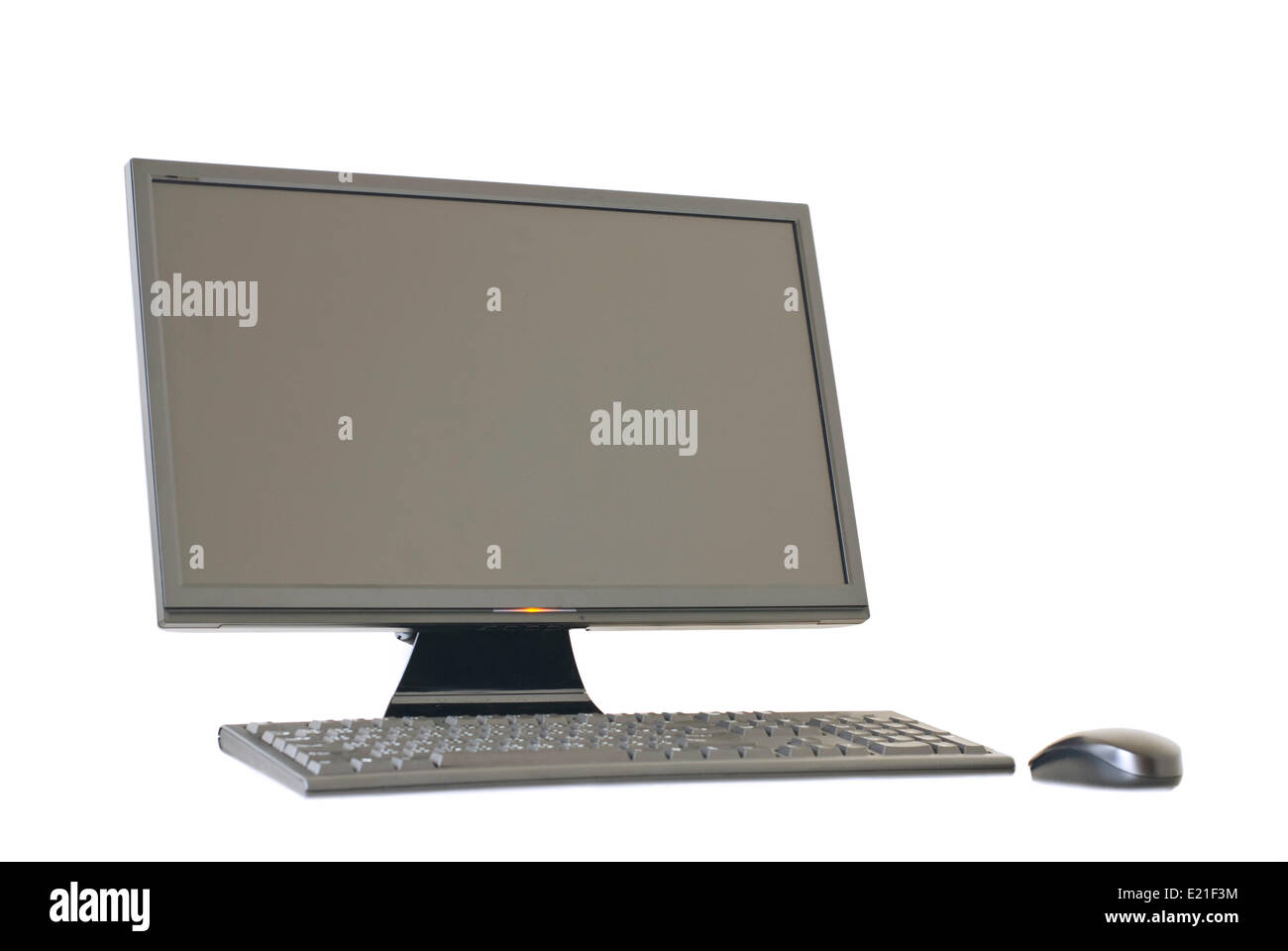 Isolated computer monitor, keyboard and mouse Stock Photo