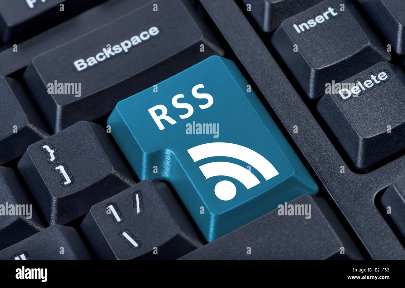 Button keypad RSS with icon. Stock Photo