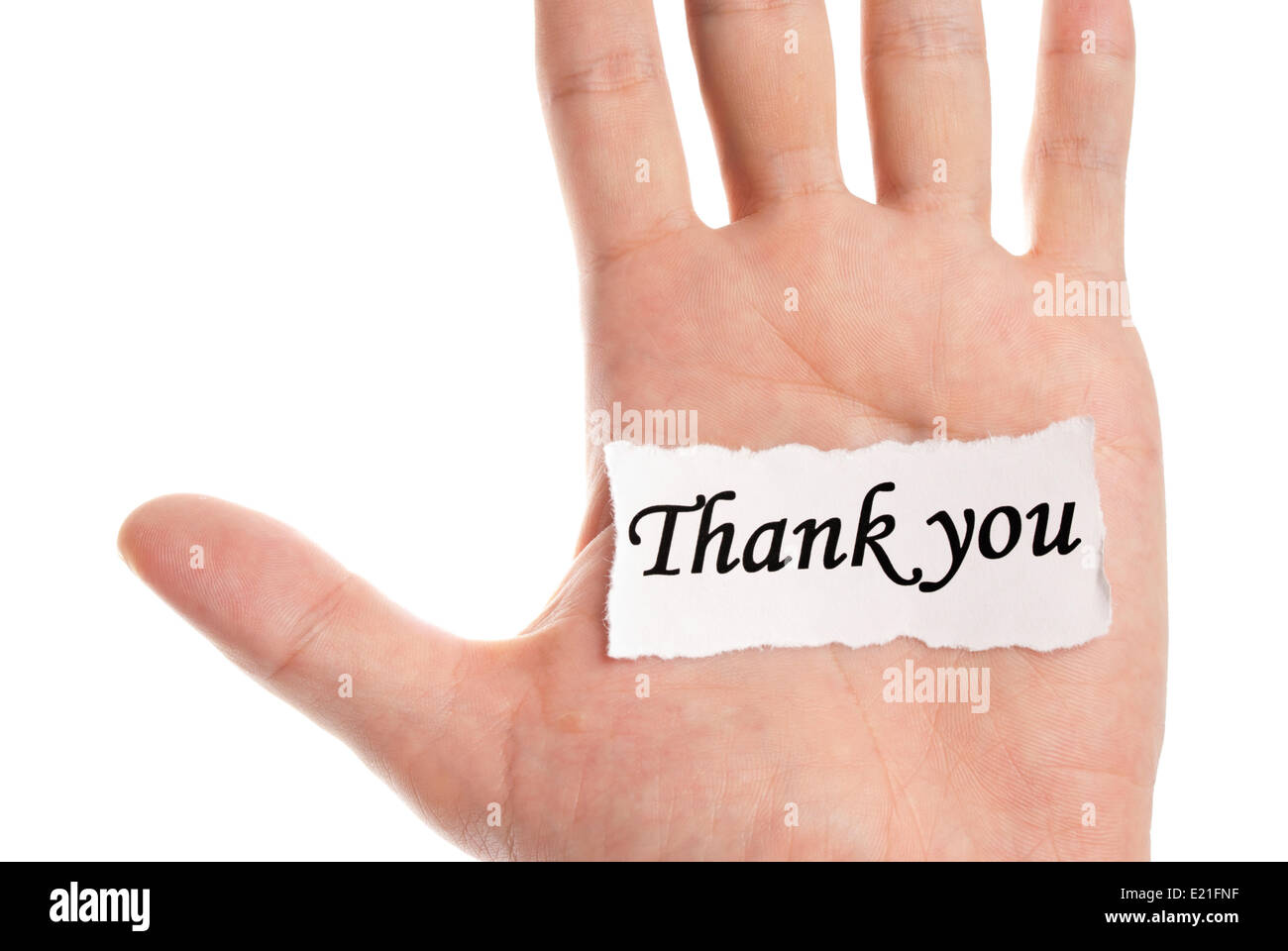 Thank you words type on paper Stock Photo
