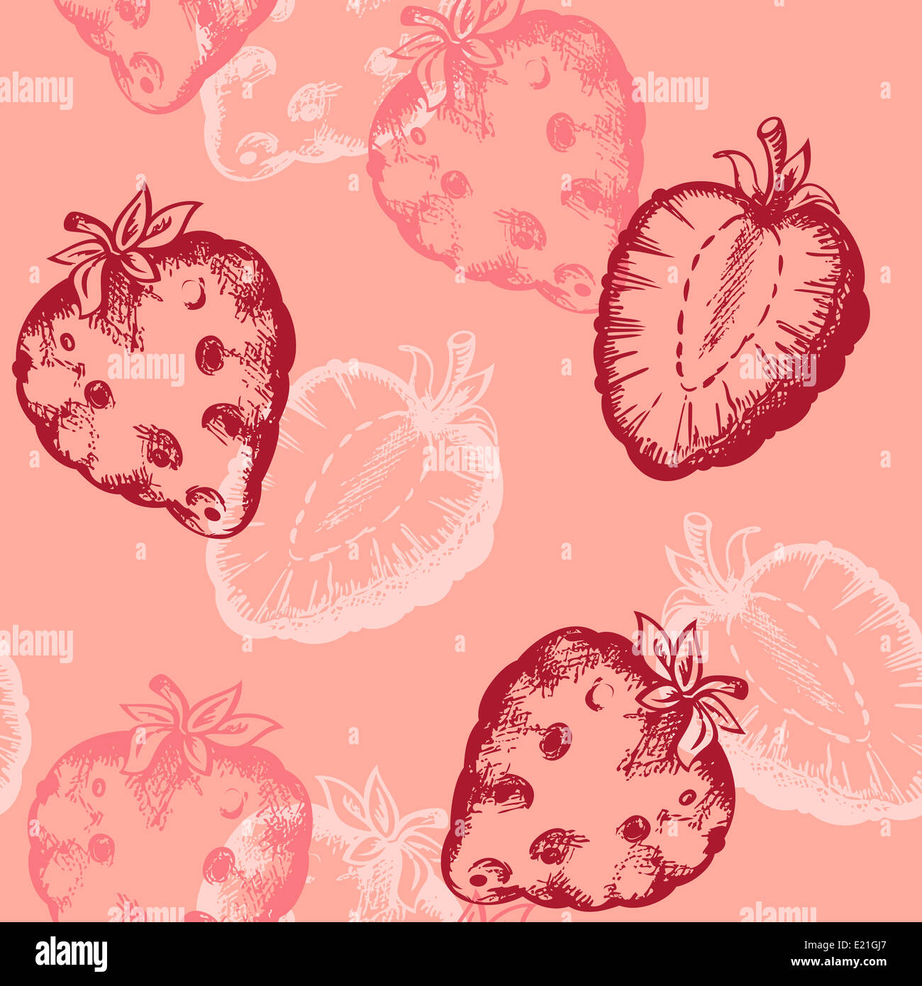 strawberry seamless pattern on a pink background Stock Photo - Alamy