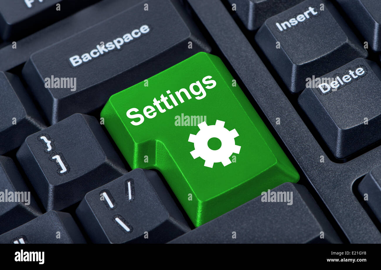 Button keypad settings with gear icon. Stock Photo