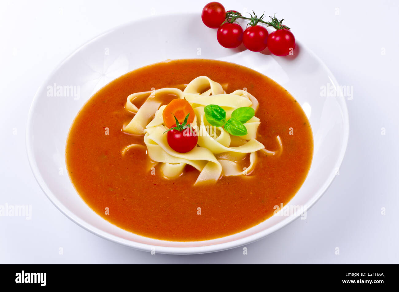 Tomato soup with Pappardelle Stock Photo Alamy