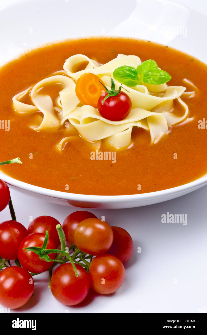 Tomato soup with Pappardelle Stock Photo Alamy