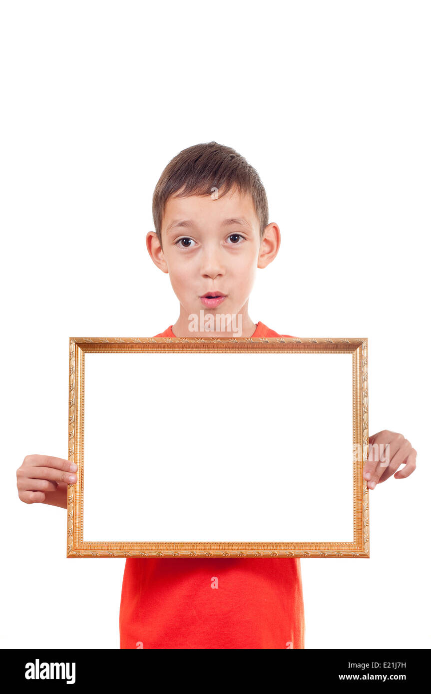boy holding empty frame Stock Photo - Alamy