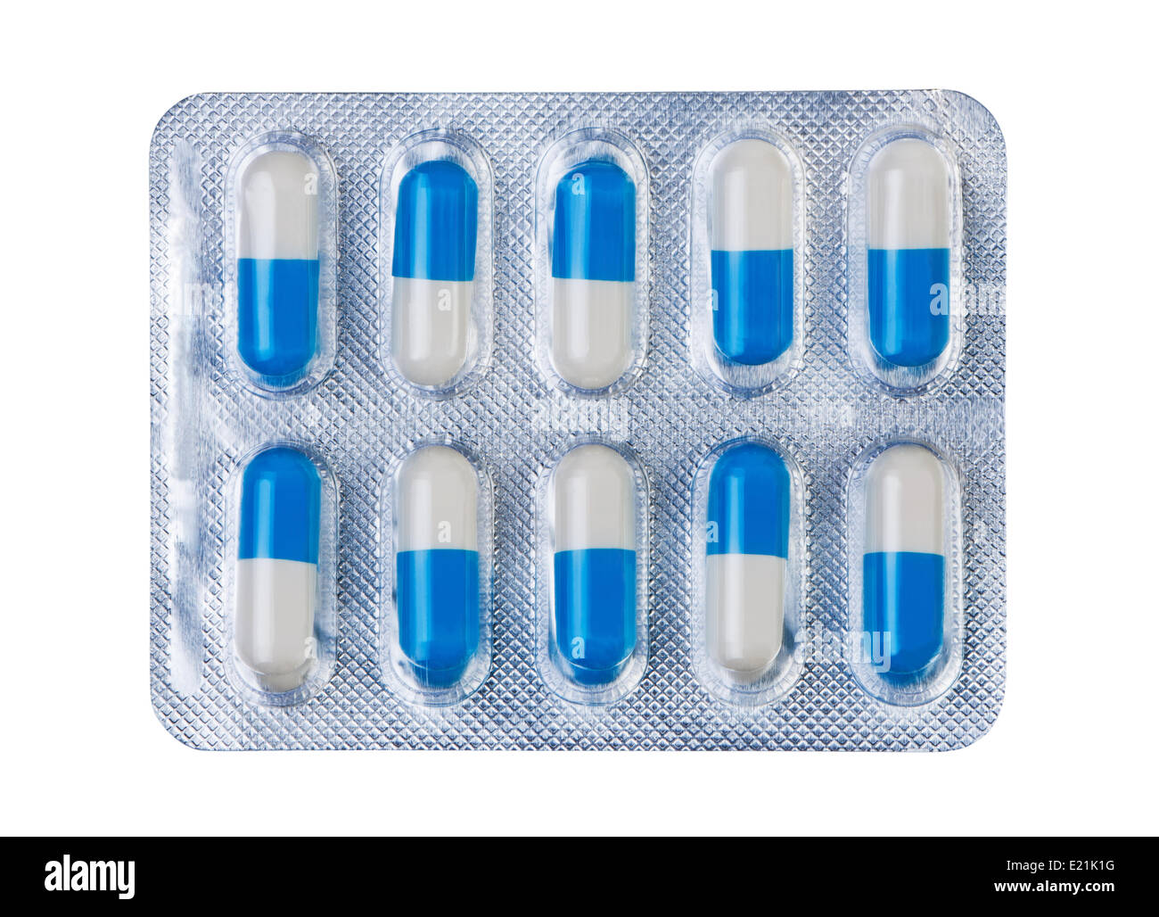 Pills in pack isolate on white background. Stock Photo