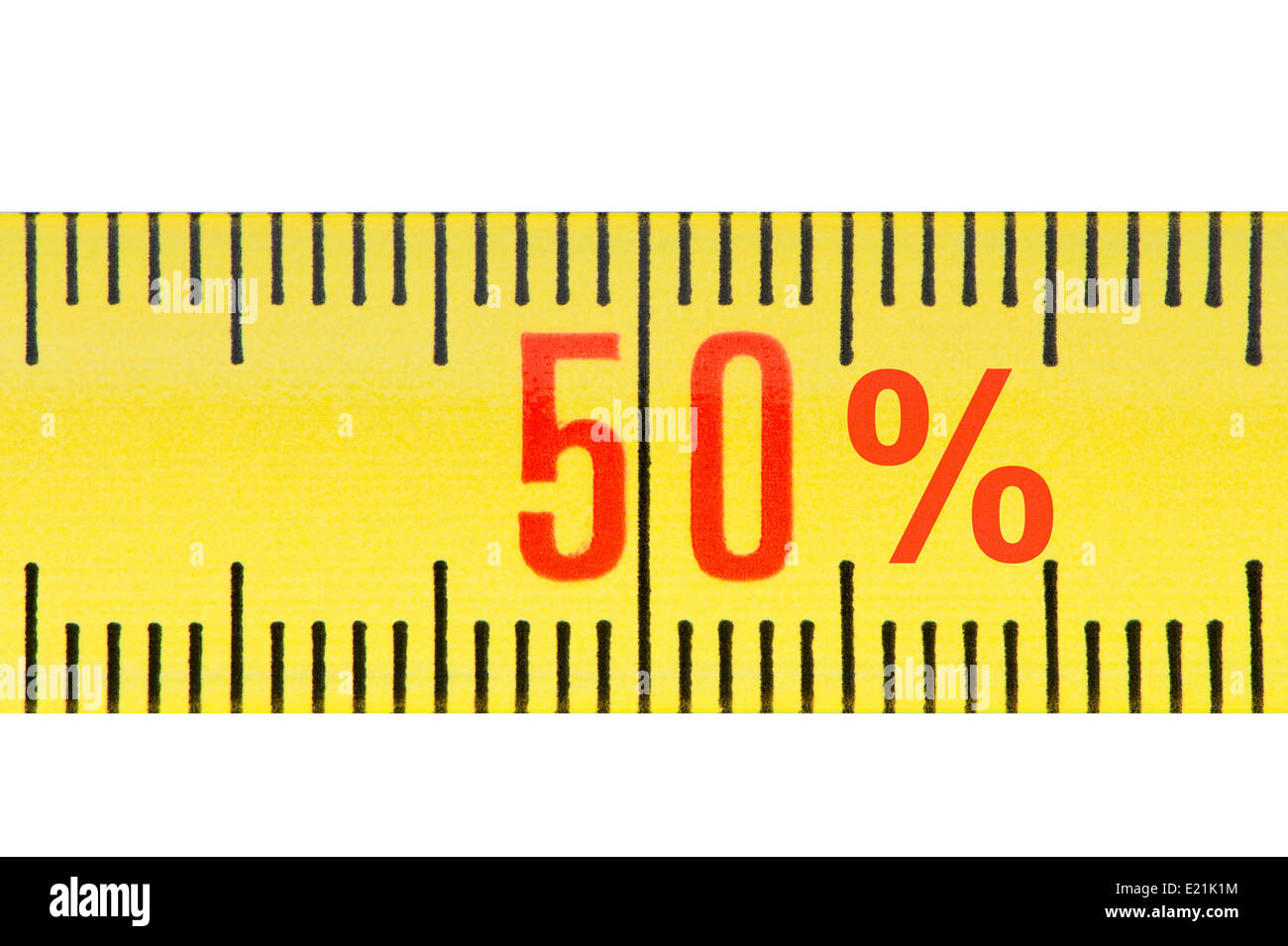 Ruler sale 50 percent concept isolated. Stock Photo