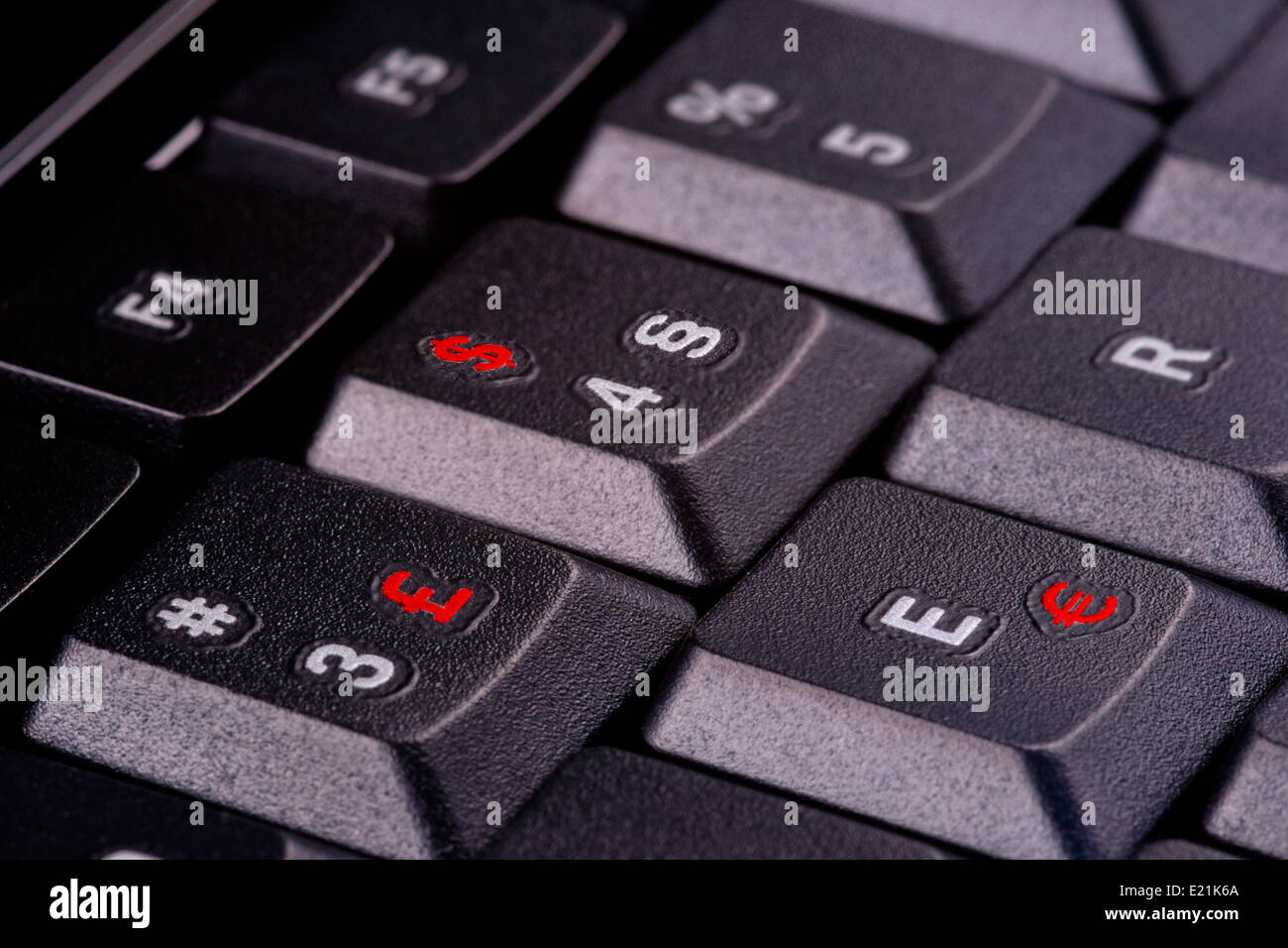 Keyboard With Currency Symbols in Red Stock Photo - Alamy
