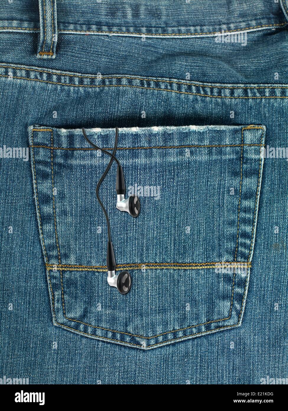 A denium blue jean pocket shot up close Stock Photo