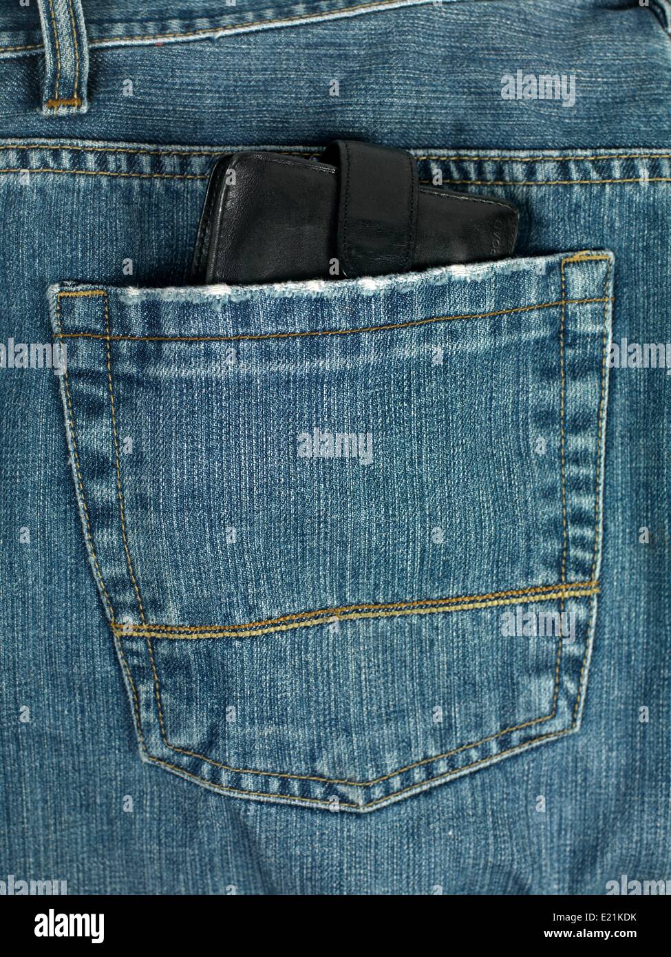 A denium blue jean pocket shot up close Stock Photo