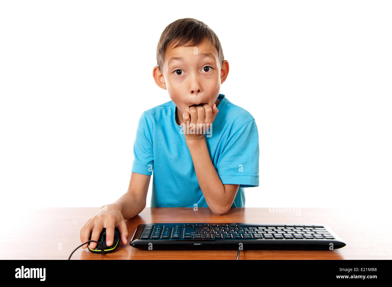 boy sitting in front of computer Stock Photo Alamy