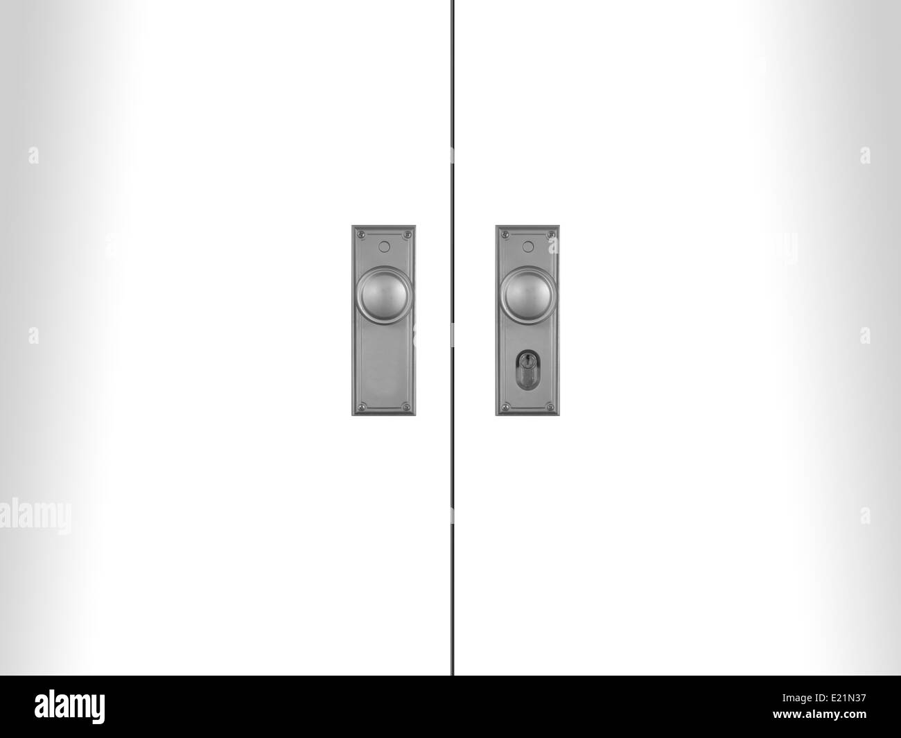 Doors and door handles isolated on white Stock Photo