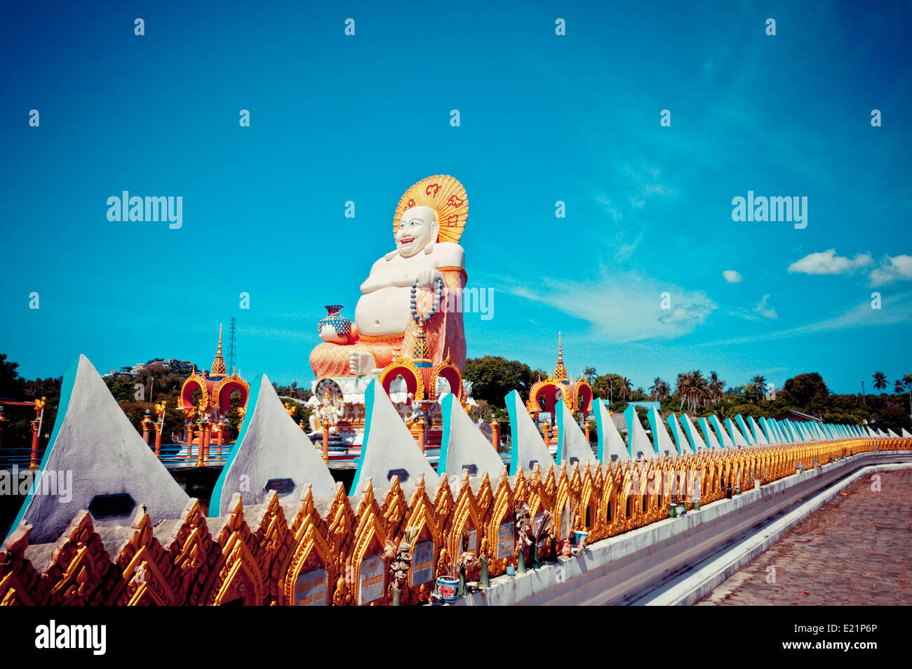 Smiling Buddha of wealth statue in Koh Samui, Thailand Stock Photo