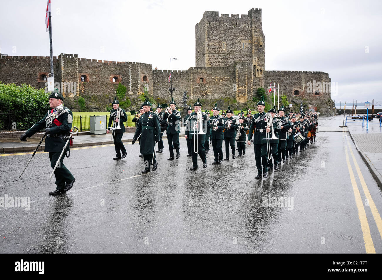 Band of the Royal Irish Regiment on parade in Carrickfergus Stock Photo