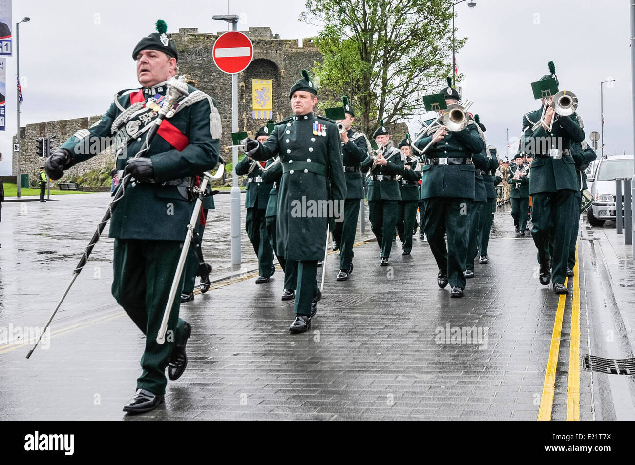 Band of the Royal Irish Regiment on parade in Carrickfergus Stock Photo