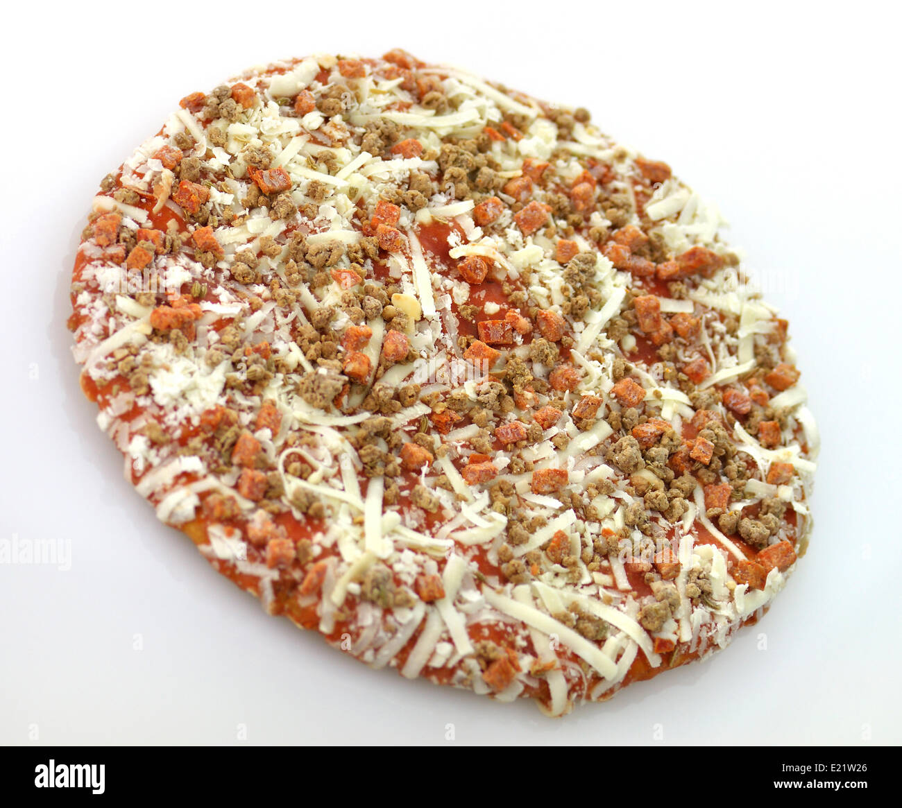 Frozen pepperoni and sausages mini pizza Stock Photo Alamy
