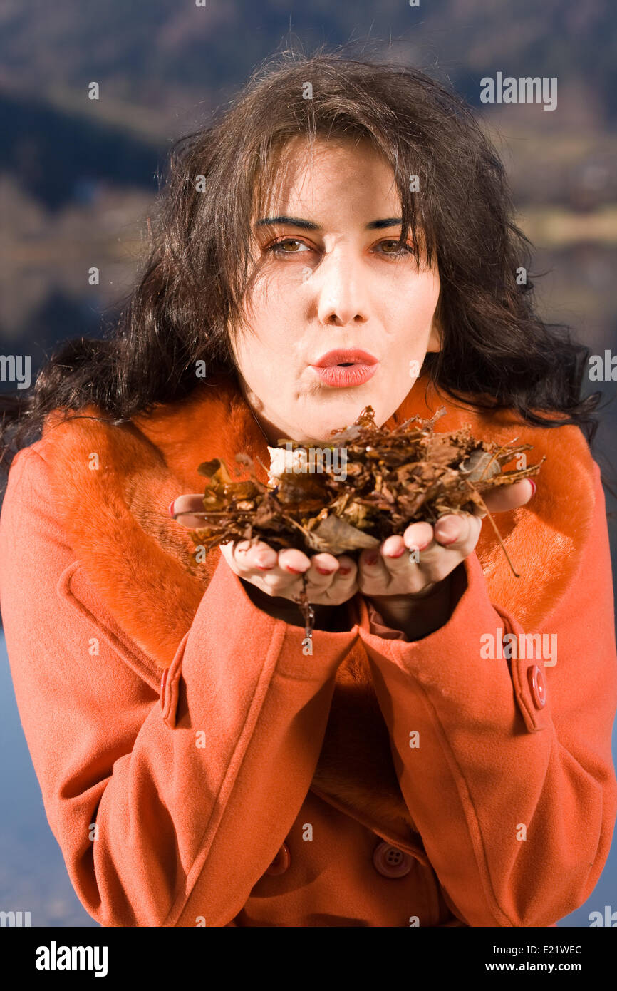 Young woman with autumn mood Stock Photo